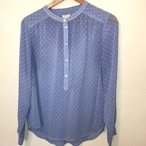 J. Crew Blouse sz M medium periwinkle with white pin dot like design